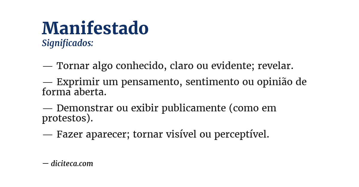 Significado de manifestado
