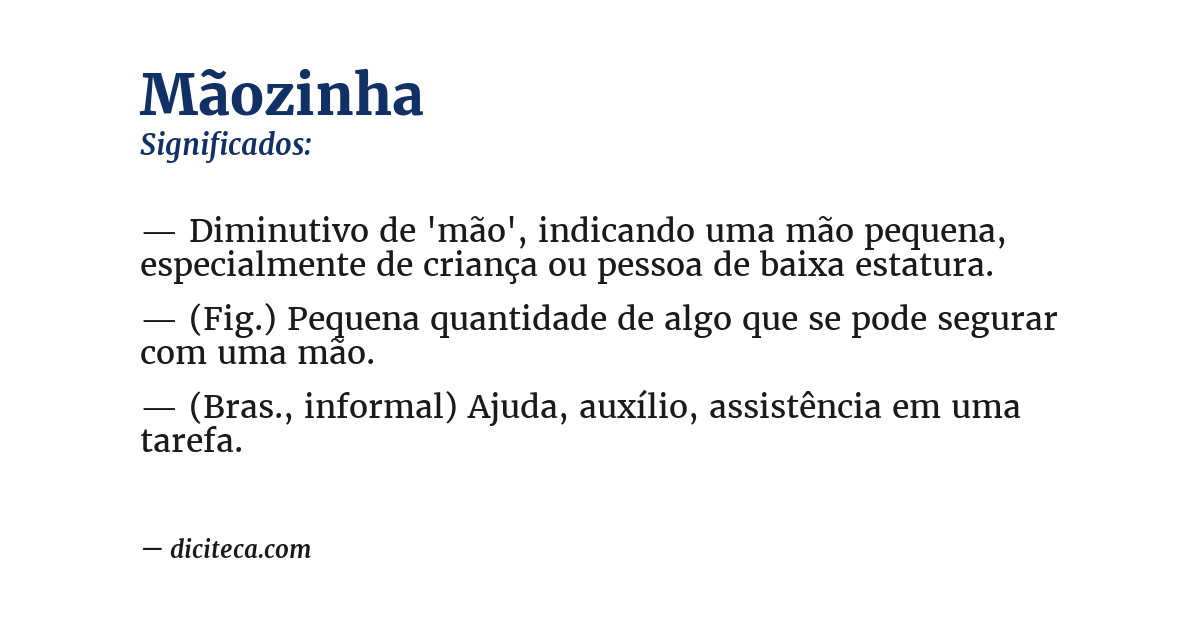 Significado de mãozinha