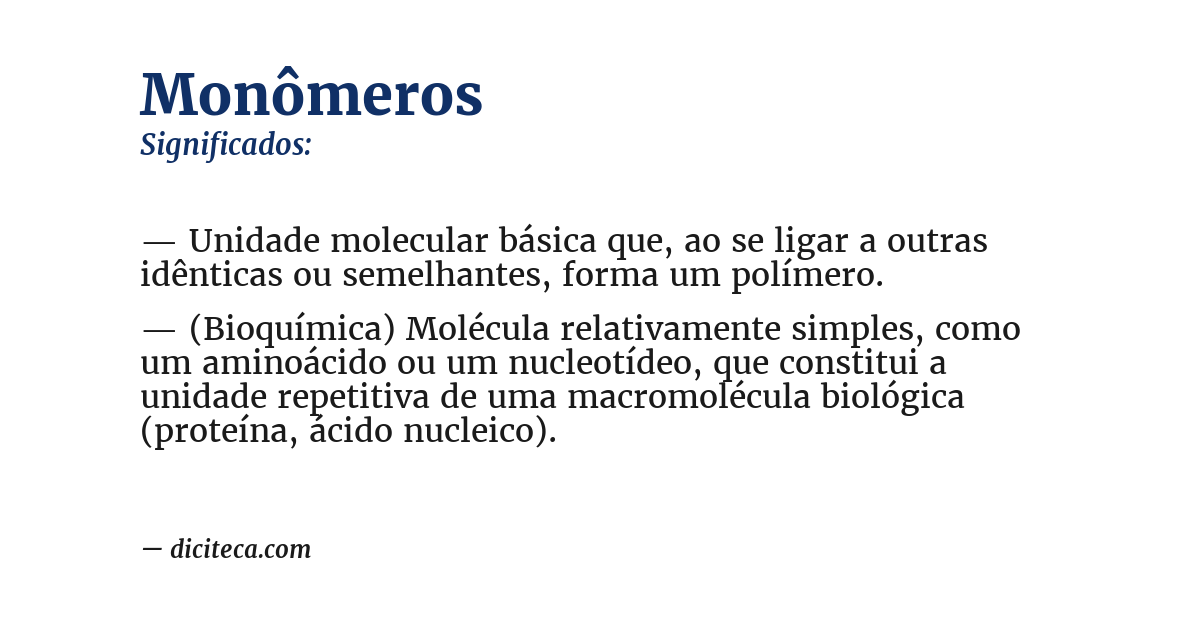 Significado de monômeros