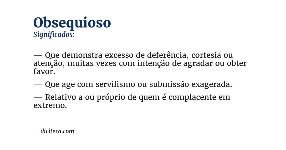 Significado de obsequioso