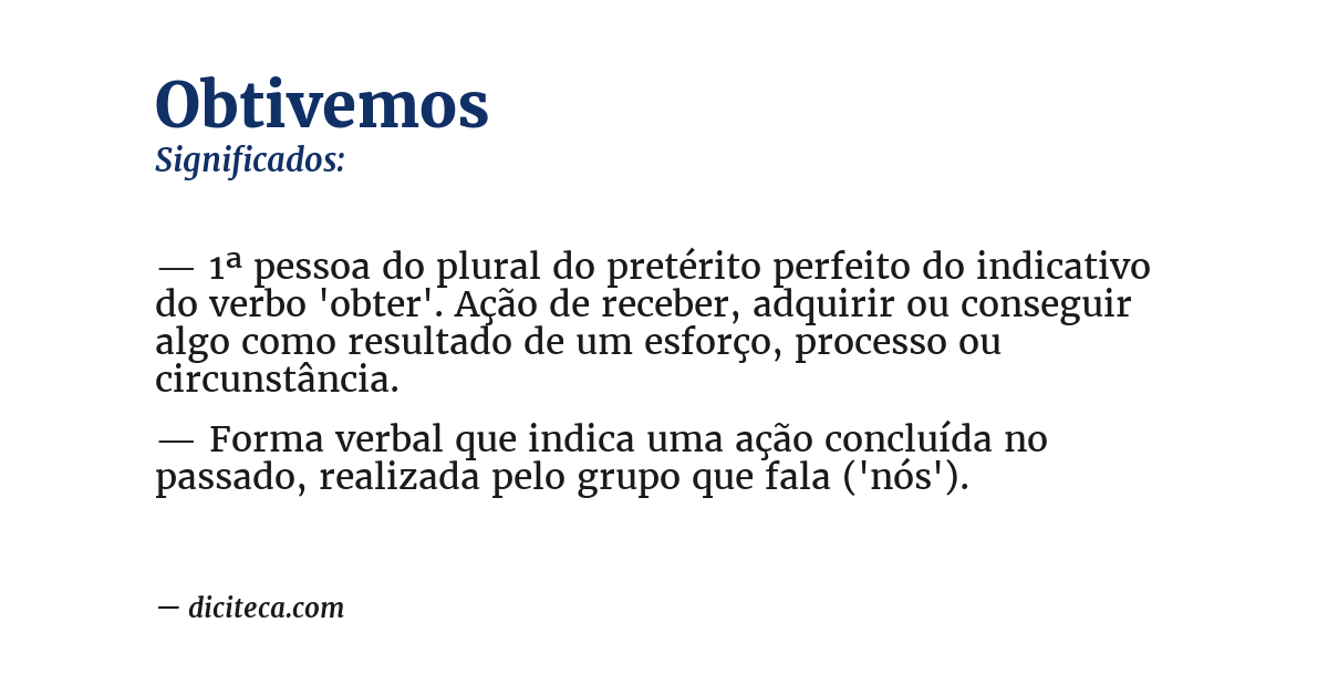Significado de obtivemos