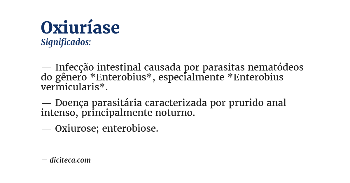 Significado de oxiuríase
