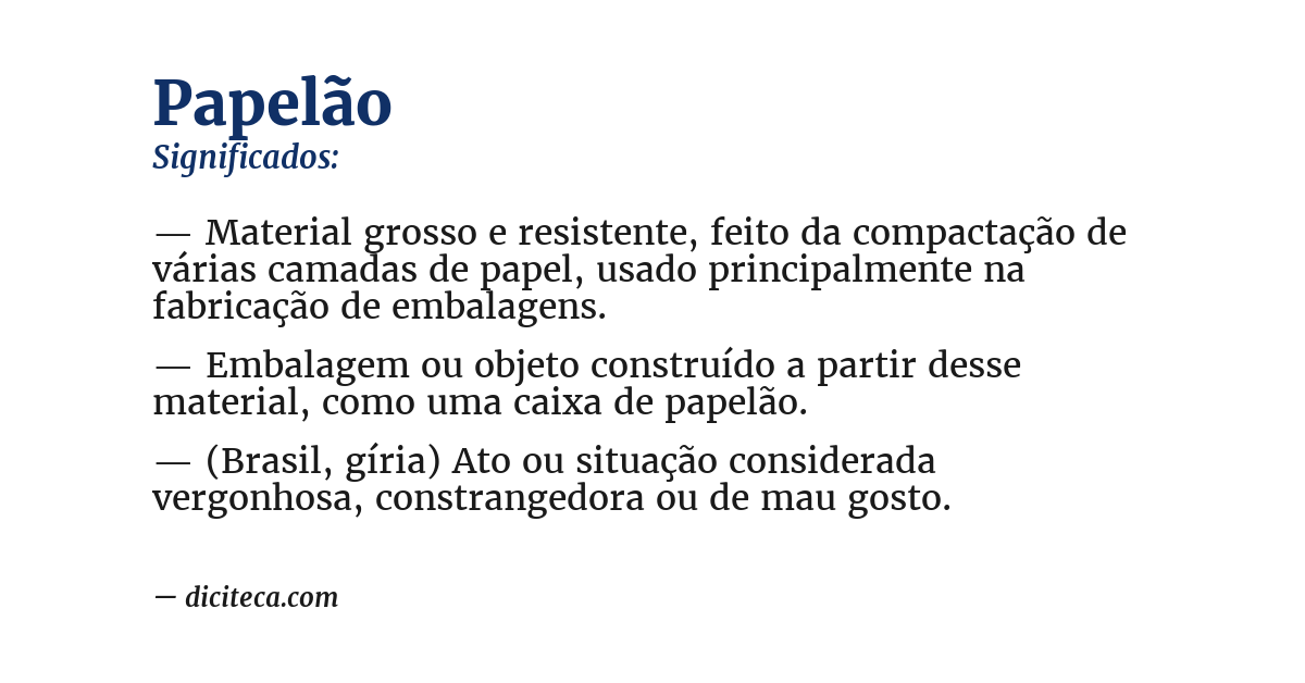 Significado de papelão