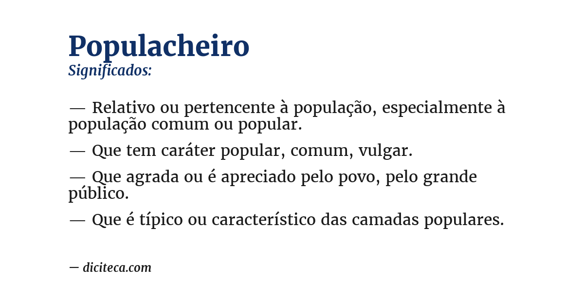 Significado de populacheiro