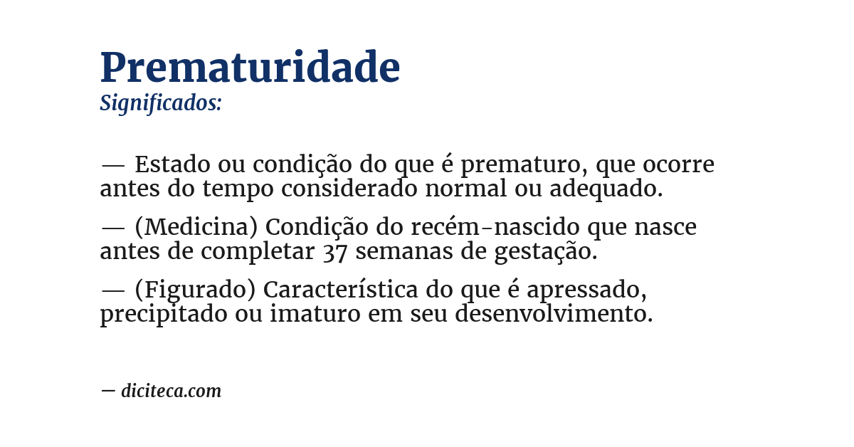 Significado de prematuridade