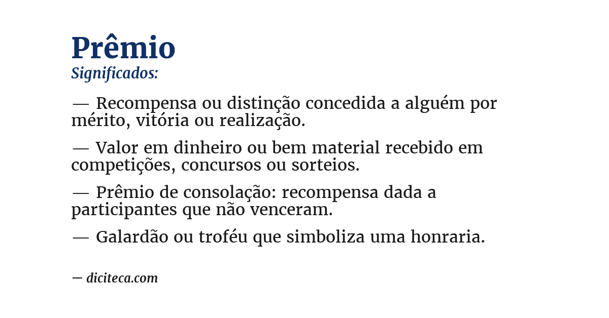 Significado de prêmio
