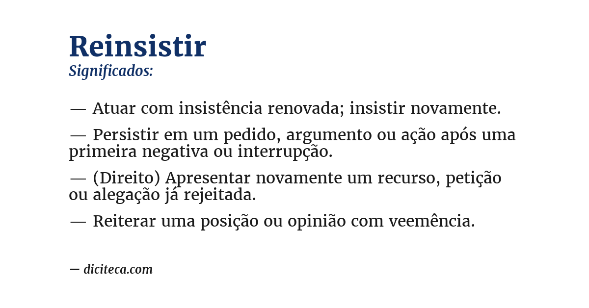 Significado de reinsistir