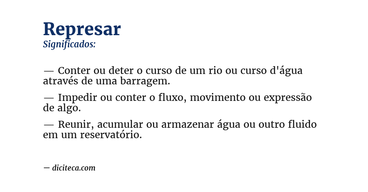 Significado de represar