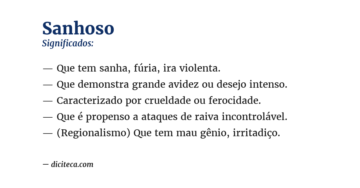 Significado de sanhoso