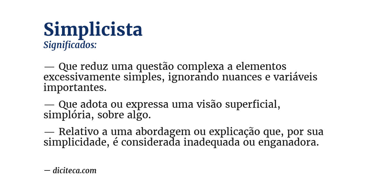 Significado de simplicista
