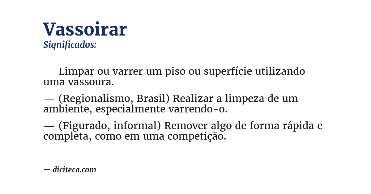 Significado de vassoirar