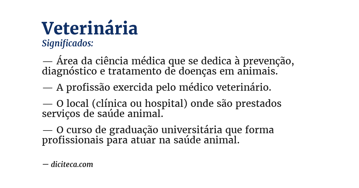 Significado de veterinária