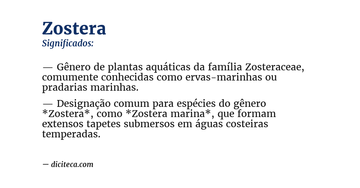 Significado de zostera
