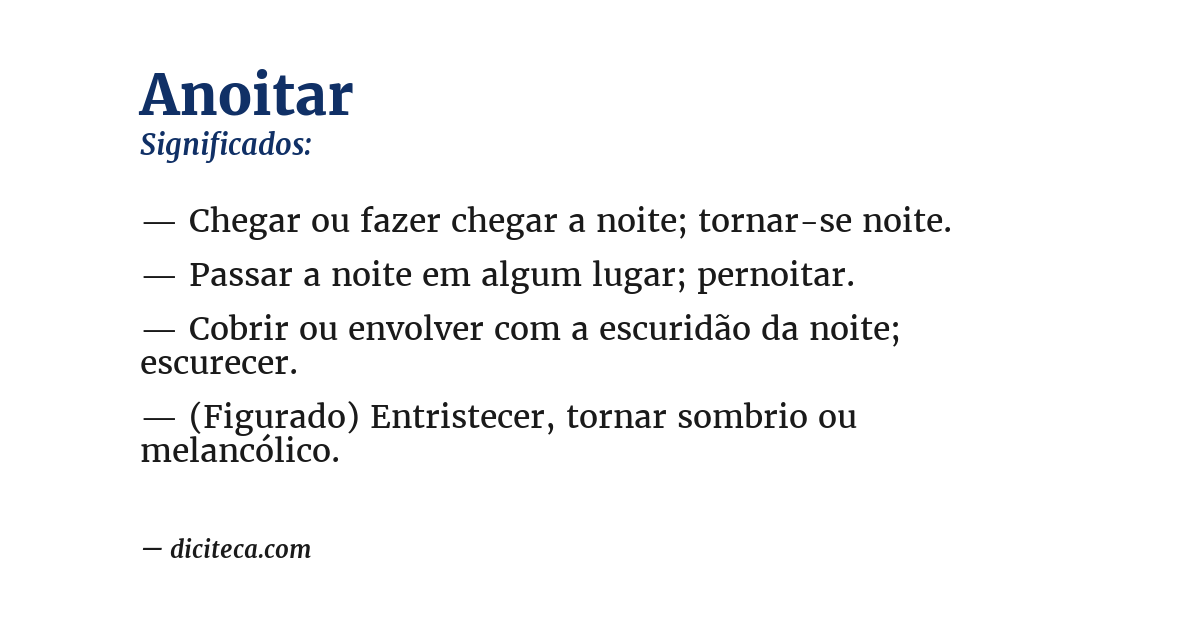 Significado de anoitar