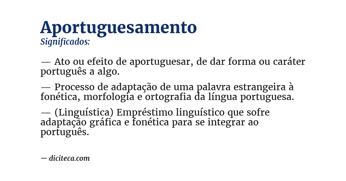 Significado de aportuguesamento