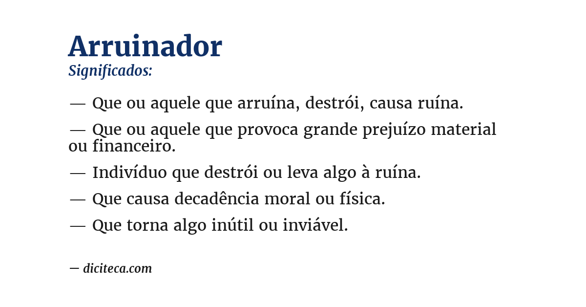 Significado de arruinador