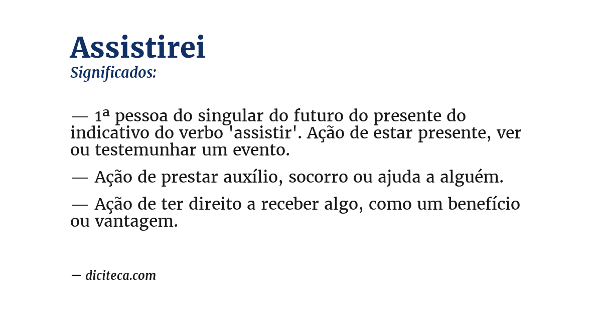 Significado de assistirei