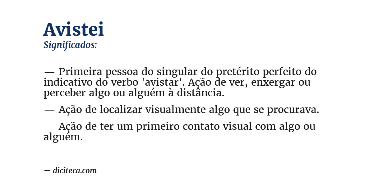 Significado de avistei