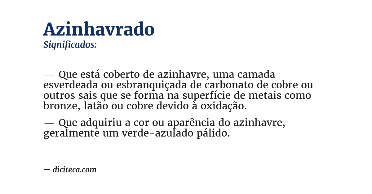 Significado de azinhavrado
