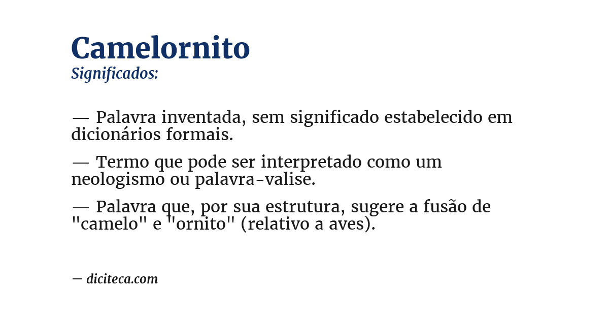 Significado de camelornito