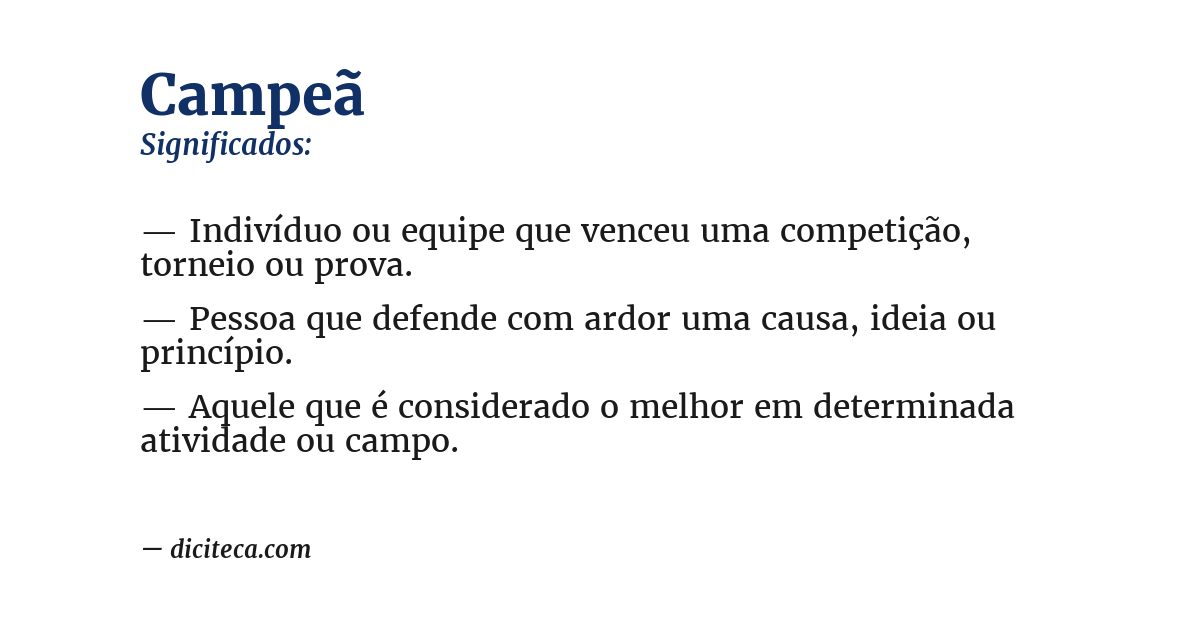 Significado de campeã