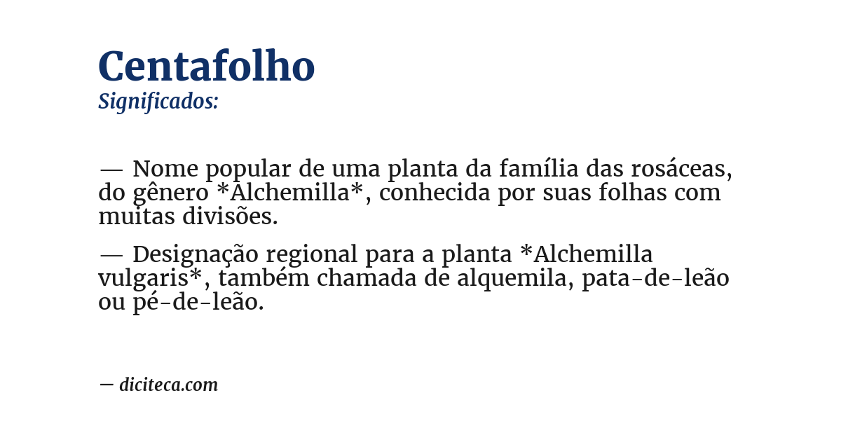 Significado de centafolho
