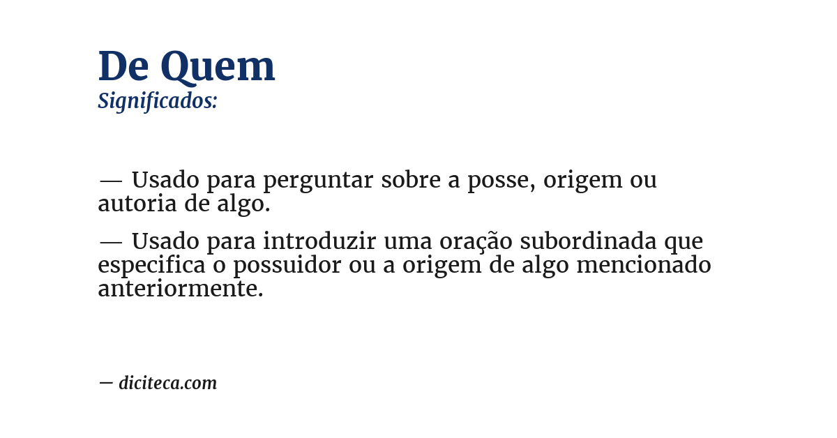 Significado de de quem