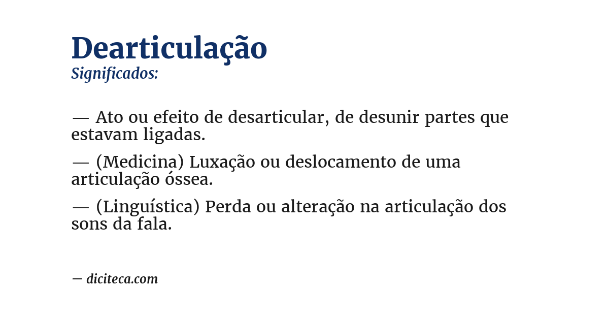 Significado de dearticulação