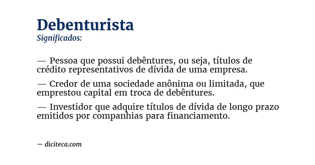 Significado de debenturista