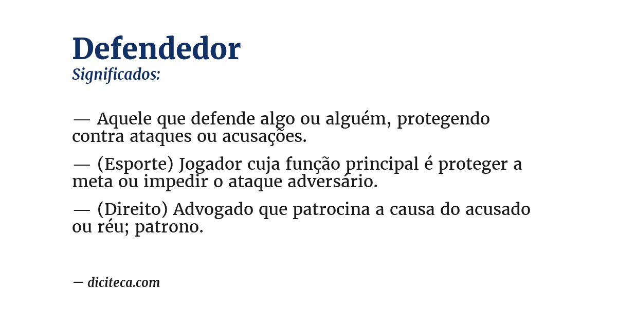 Significado de defendedor