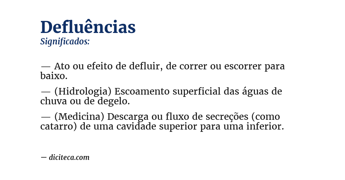 Significado de defluências