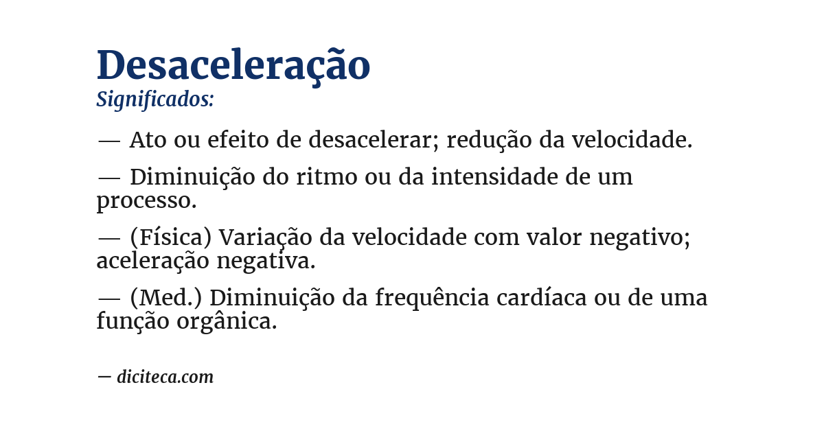 Significado de desaceleração