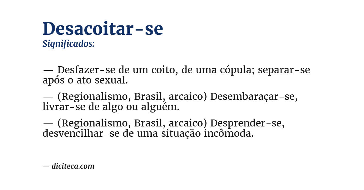 Significado de desacoitar-se