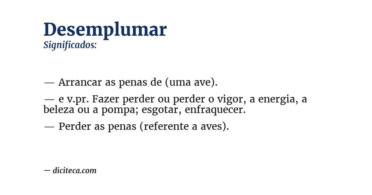 Significado de desemplumar