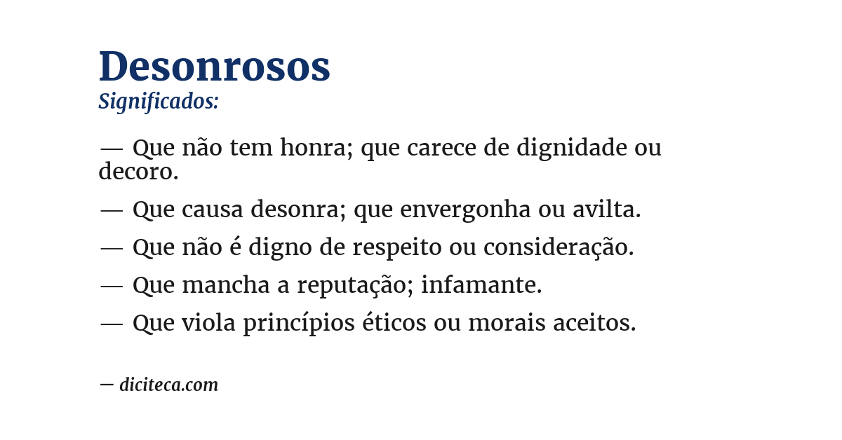 Significado de desonrosos