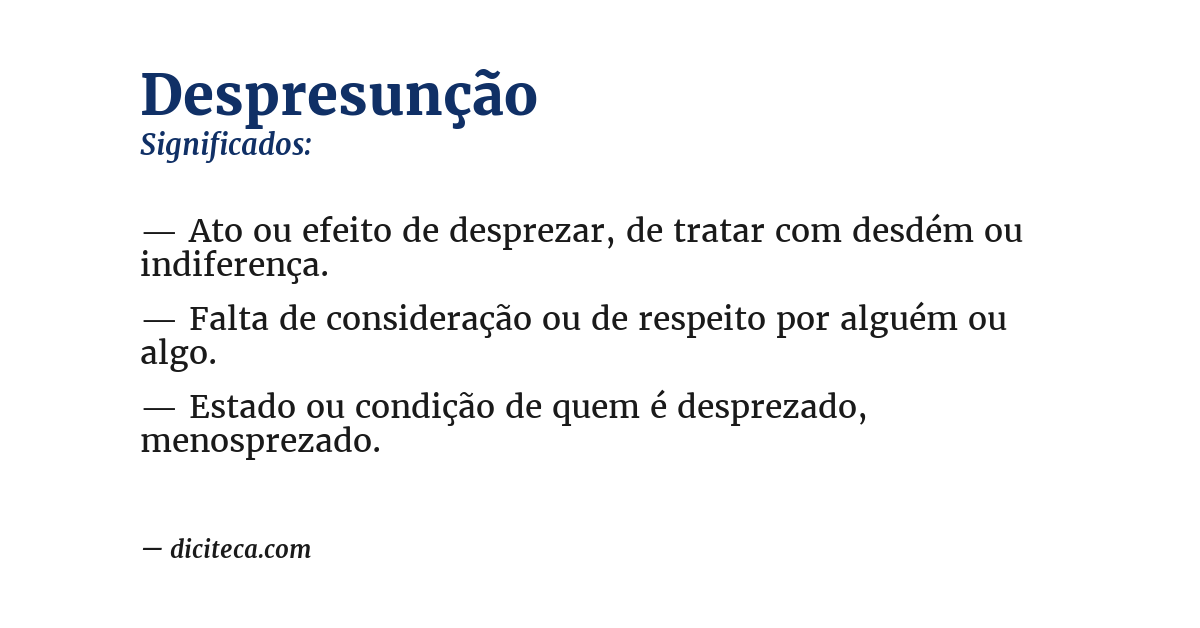 Significado de despresunção