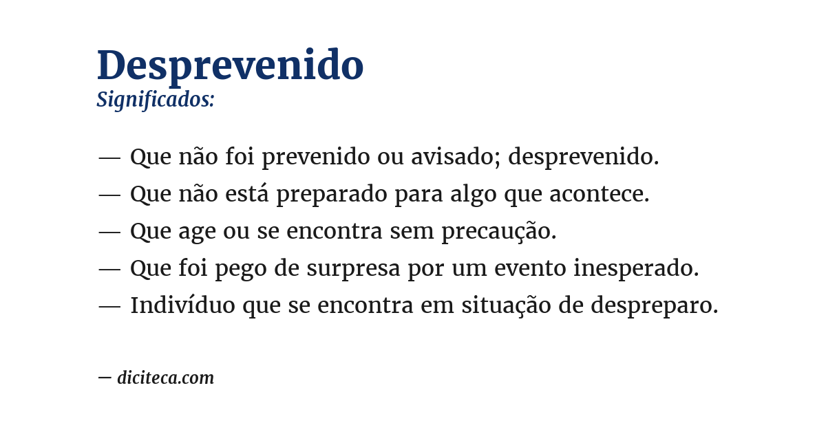 Significado de desprevenido