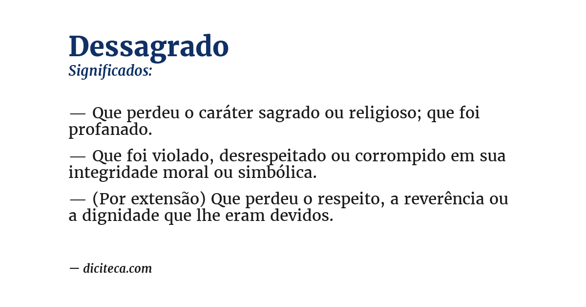 Significado de dessagrado