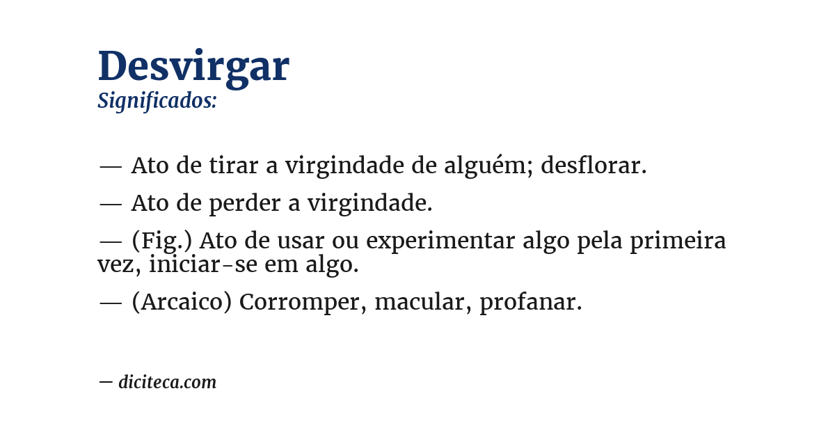 Significado de desvirgar