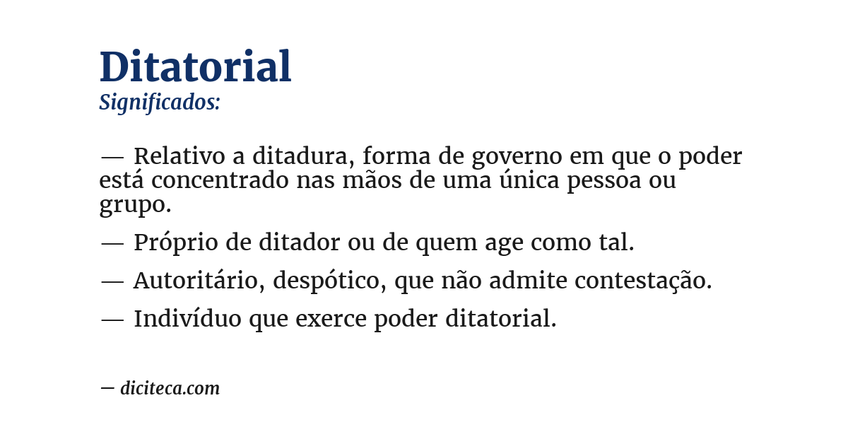 Significado de ditatorial