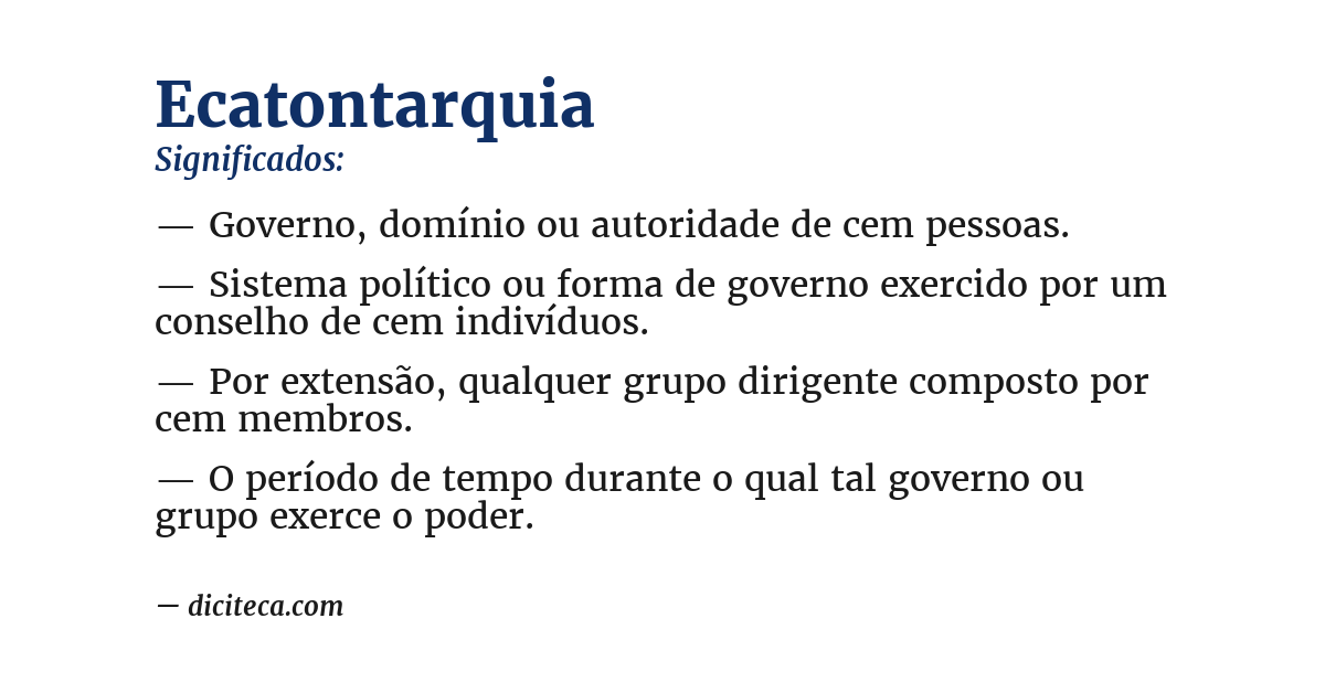 Significado de ecatontarquia