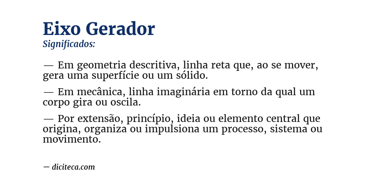 Significado de eixo gerador
