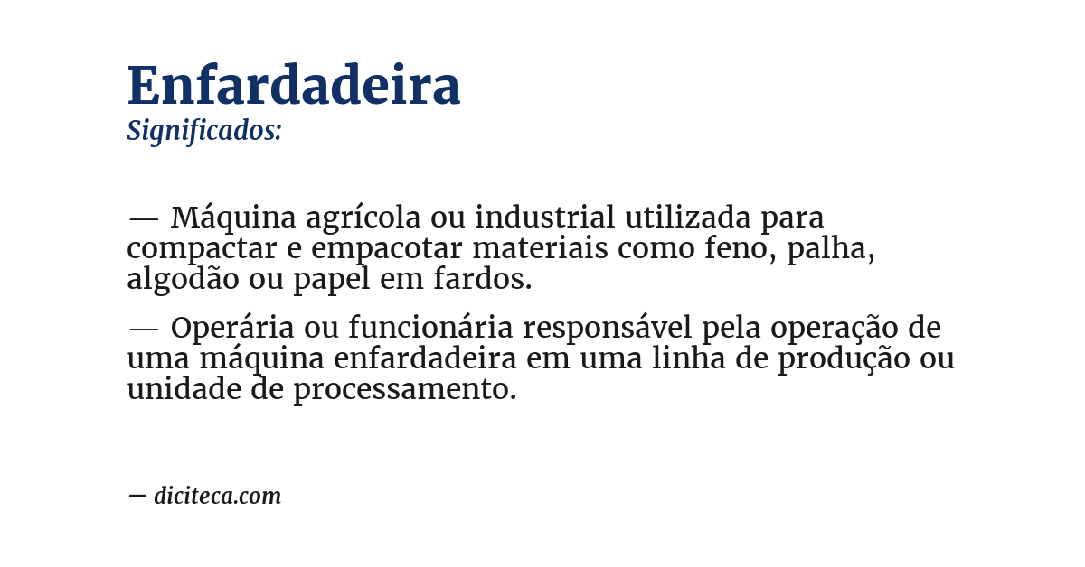 Significado de enfardadeira