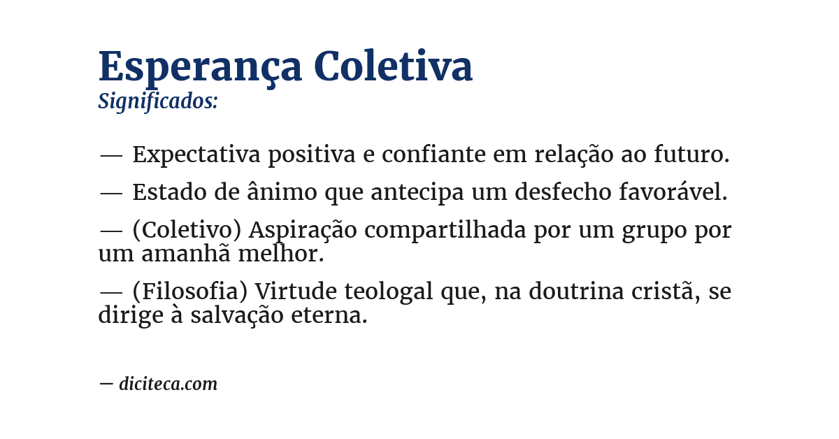Significado de esperança coletiva