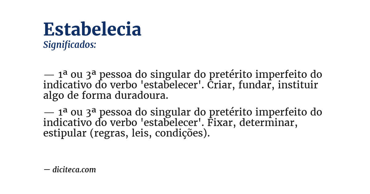 Significado de estabelecia