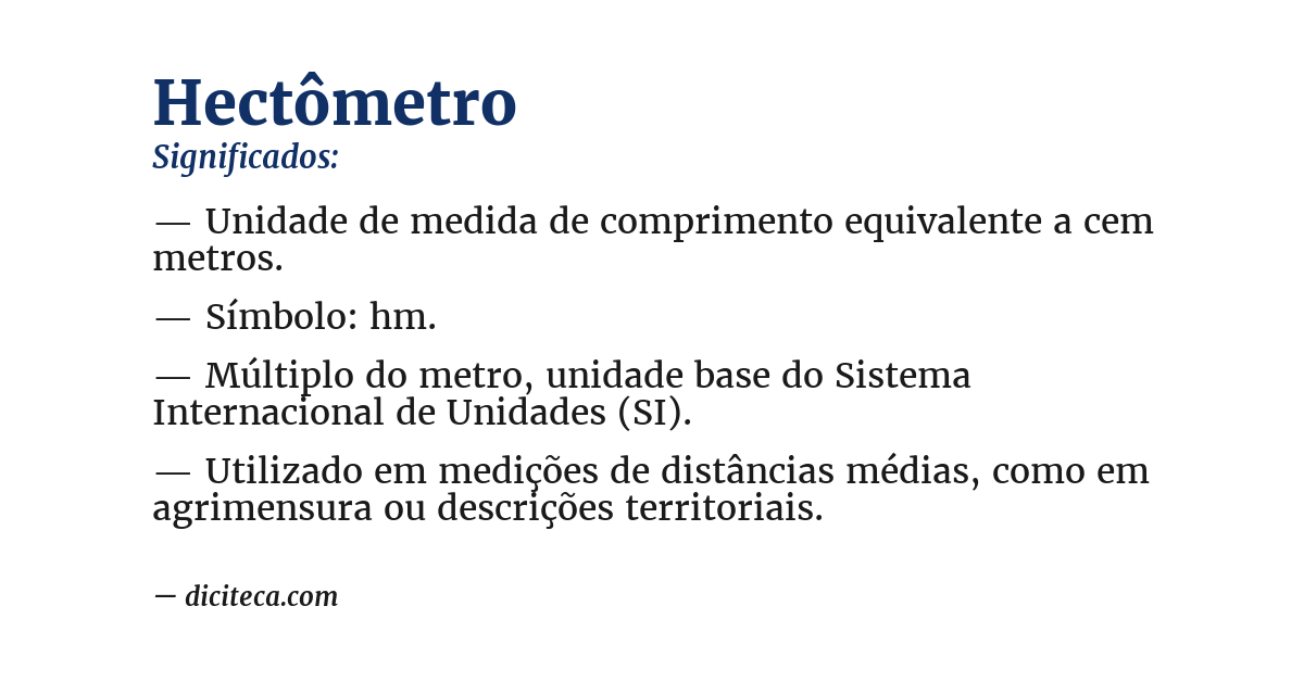 Significado de hectômetro