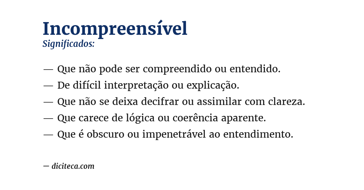 Significado de incompreensível