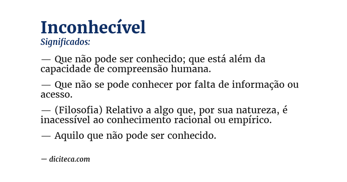 Significado de inconhecível