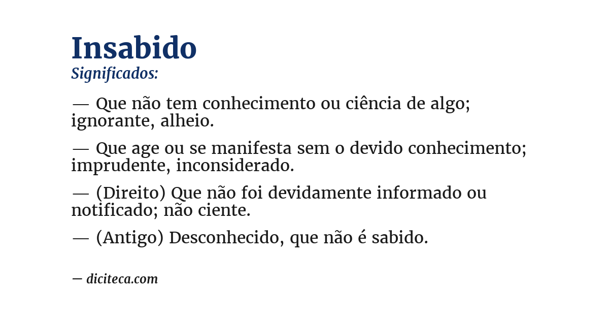 Significado de insabido