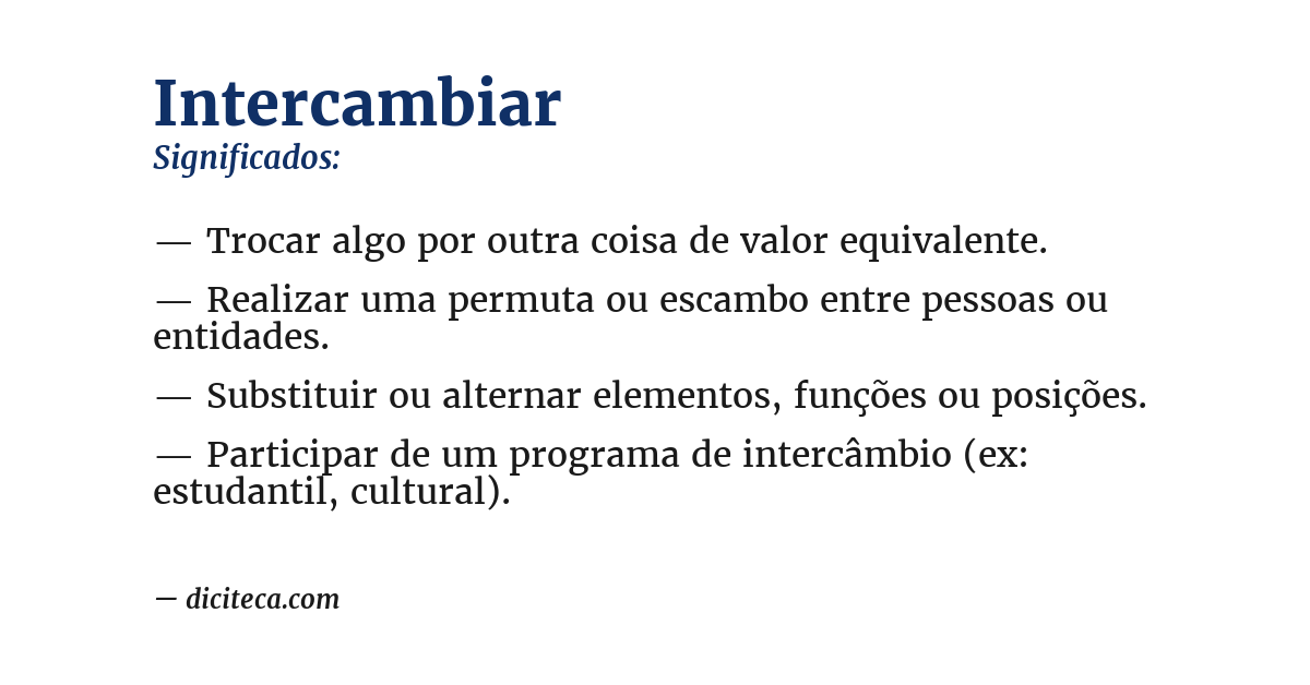 Significado de intercambiar